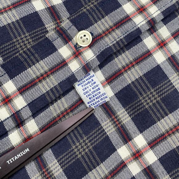 VINTAGE Ralph Lauren Shirt Mens Large Polo Golf Crest Logo Check Navy Red Preppy - Picture 11 of 15